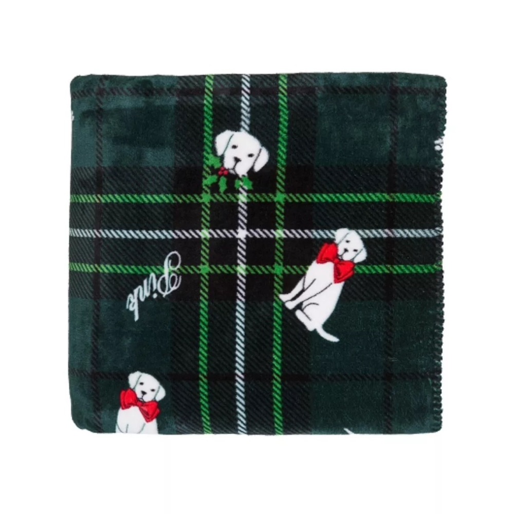 New Victoria Secret Pink dog logo green cozy fleece blanket 50 x 60 2024